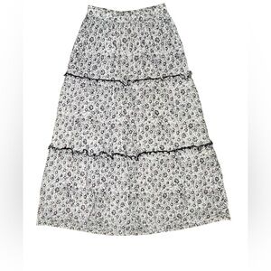Elan Boho Floral Tiered Maxi Skirt Black & White
Size M